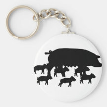pig mum with young pigs icon keychains