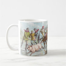Pig Pulls Ice Skater Across Pond Mug