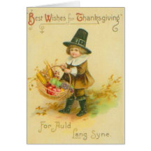 Pilgrim With Basket Greeting Cards