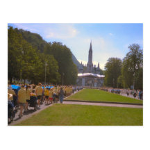 Pilgrims in Rosary Square, Lourdes Postcard