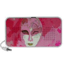 Pink Abstract Face Art Laptop Speakers