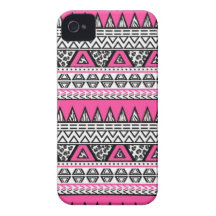 Pink and Black Aztec Print iPhone 4/4S Case