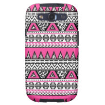 Pink and Black Aztec Print Samsung Galaxy lll Case