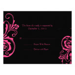 Pink and Black Chic Wedding RSVP Personalised Invite