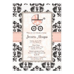 Pink and Black Damask Baby Shower Invitations