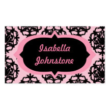 Pink and Black Damask Business Card Templates