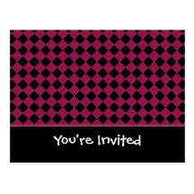 Pink and Black Diamond Invitation Post Card