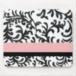 Pink and Black Floral Pattern Mouse Mats
