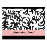 Pink and Black Floral Pattern Postcard