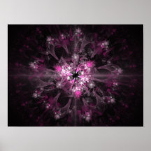 Pink And Black Fractal Pattern Print