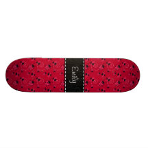Pink and Black Ladybug Pattern Skateboard Deck