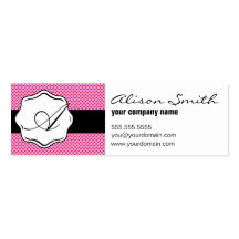 Pink and black monogram plantillas de tarjetas personales