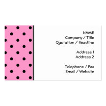 Pink and Black Polka Dot Pattern. Business Card Template