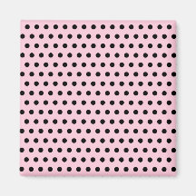 Pink and Black Polka Dot Pattern. Spotty. Refrigerator Magnet