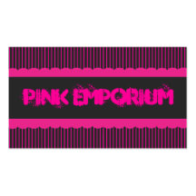 Pink and Black Striped Business Card