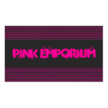 Pink and Black Striped Business Card