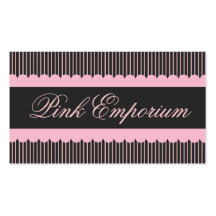 Pink and Black Striped Business Card