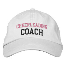 Pink and Black Text Cheerleading Coach Hat Embroidered Hats