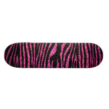 Pink and Black Zebra Print bling (faux glitter) Custom Skate Board