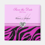 Pink and Black Zebra Stripes Save the Date Magnets