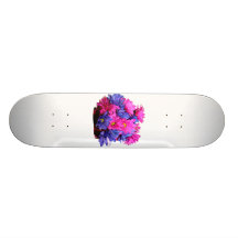 Pink and Blue Daisy Flower Bouquet Image Skate Board
