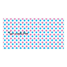Pink and blue polka dots custom photo card