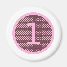 Pink and Brown First Birthday ONE Fridge Magnets