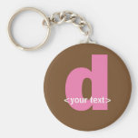 Pink and Brown Monogram - Letter D Key Chain