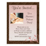 Pink and Brown Swirl Manicure Pedicure Invitation