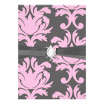 pink and deep grey large damask announcement
