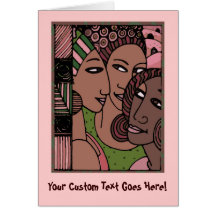 Pink and Green African American Women Greeting Cards