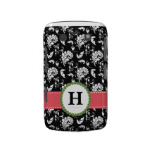 Pink and Green Damask Monogram Blackberry Bold Cas Blackberry Bold Case
