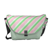 Pink and Green Diagonal Stripes Messenger Bag