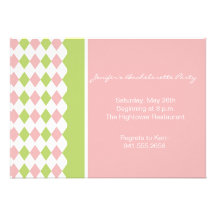 Pink and Green Diamond Invitation