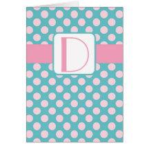 Pink and Green Polka Dot Monogram Card