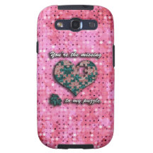 Pink and Green Puzzle Heart Samsung Galaxy S3 Case