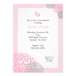 Pink and Grey Dahlia Baby Shower Invitation