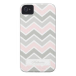 Pink and Grey Zigzag Chevron Pattern iPhone 4 Case