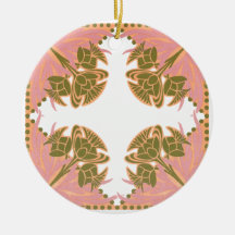 Pink and Olive Floral Christmas Tree Ornaments
