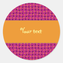 Pink and orange dot pattern round sticker
