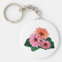 Pink and Orange Gerbera Daisies Keychains