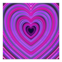 Pink and Purple Cute Girly Neon Hearts Photographic Print