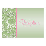 Pink and Sage Green Damask Enclosure Card Business Cards
