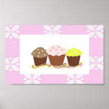 Pink and White Cupcake Design Print