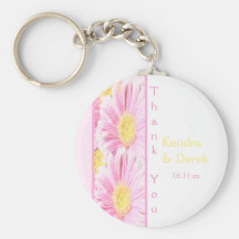 Pink and White Floral Keychain
