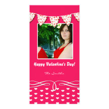 Pink and White Heart Valentine Photo Card
