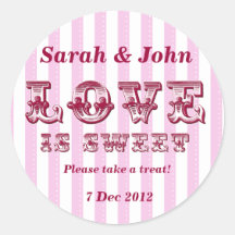 Pink and white Love is sweet Candy Buffet Sticker