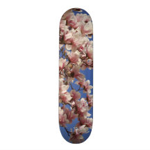 Pink and White Magnolia Skate Board