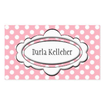 Pink and White Polka Dot Business Cards