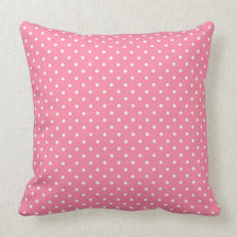 Pink and White Polkadot Modern Accent Pillow